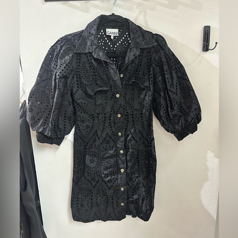 Ganni Broderie Anglaise Mini Dress